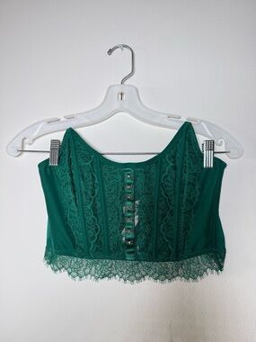 NWT Victoria's Secret Emerald Lace Bustier Crop Top